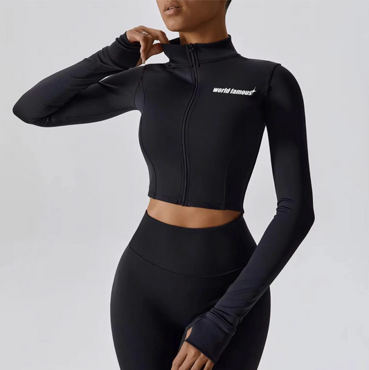 Active Cropped Long Sleeve Zip Top